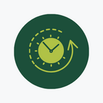 Icono ahorro de tiempo gracias a la eficiencia y la aplicación de automatismos